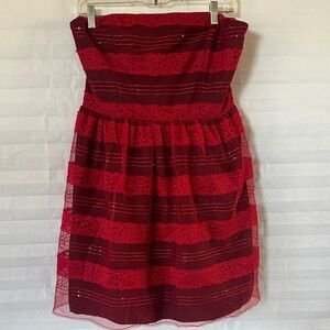 Studio Y Women's Strapless Red Cocktail Dress Juniors 13/14